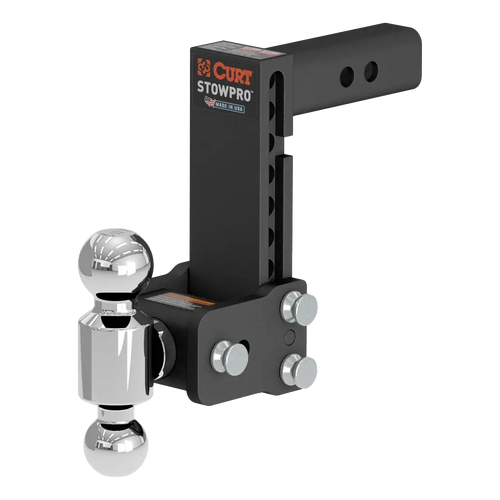 45962 --- StowPro Adjustable USA-Made Ball Mount, 7" Drop, 2" Shank, Dual Ball